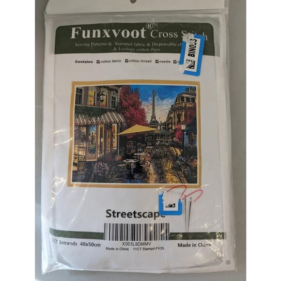Streetscape Cross Stitch Kit 15 3/4" x 19 1/2" Funxvoot -022402 - Picture 1 of 3